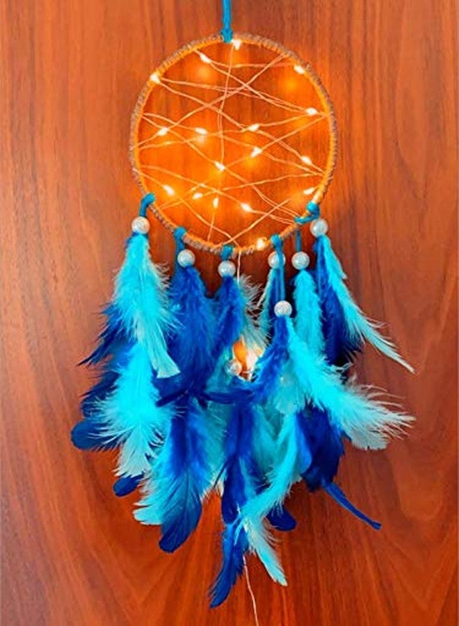 Rooh Dream Catcher~ Sparkle Light with Batter Operated LED Lights ~ Handmade Hangings for Positivity ( Can be Used as Home Decor, Gift, Wall Hangings, Meditation Room, Yoga Temple, Wind Chime & Feather Car Hanging ) - Image 2